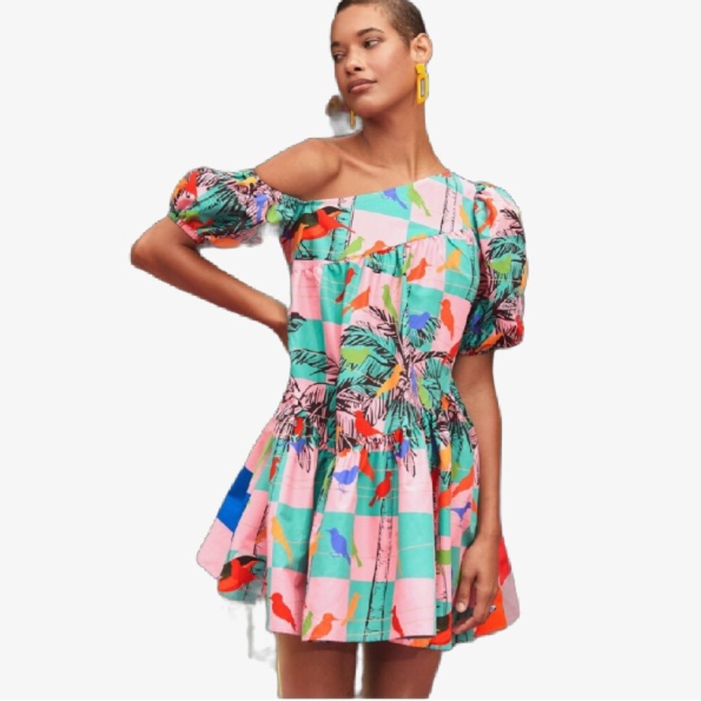SHEIN colorful tropical printed mini dress NWT size medium